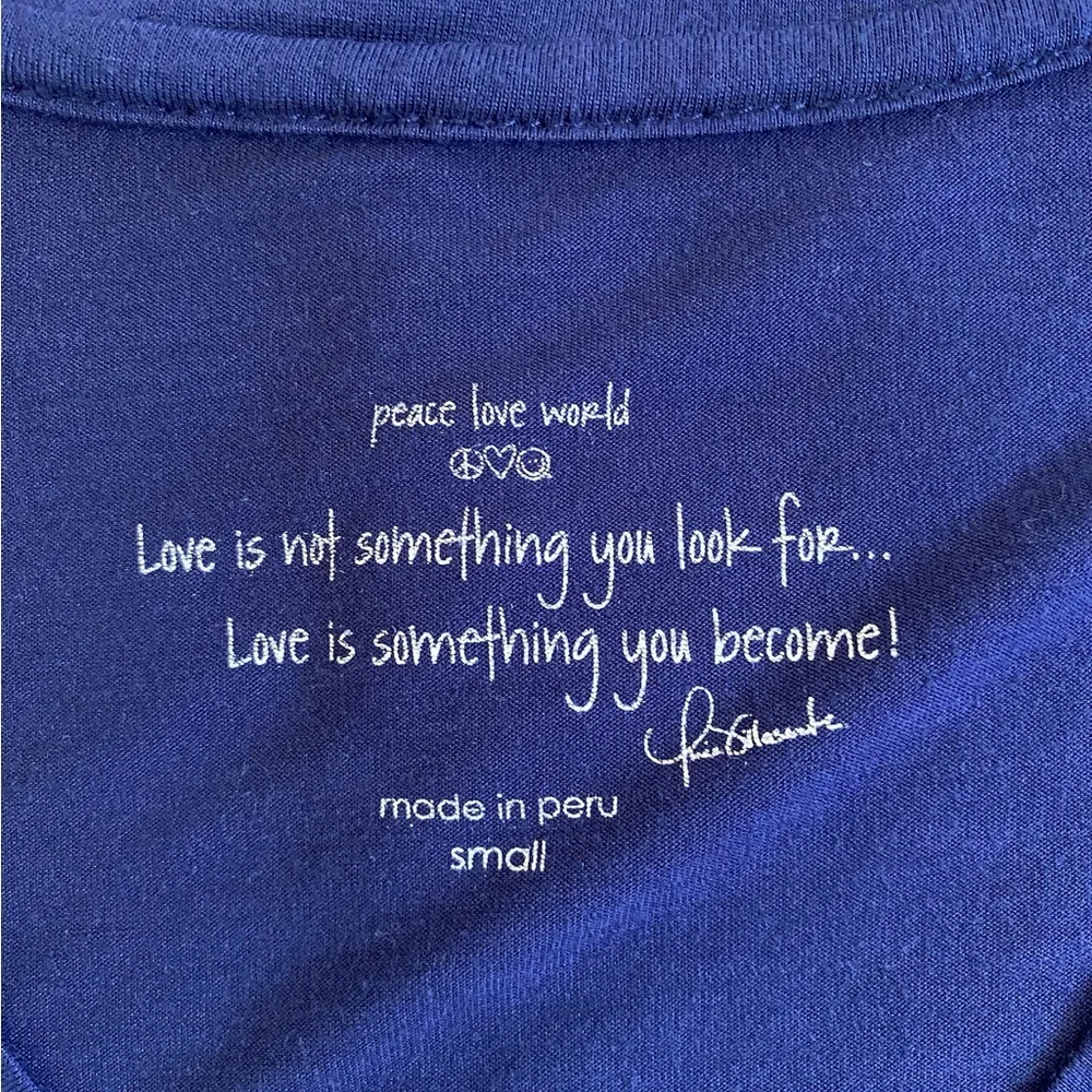 Peace Love World Navy 'I Am Peace' V-neck Soft Tee T-shirt - Picture 4 of 6
